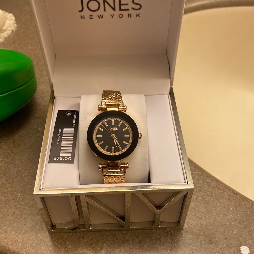 Jones new york women gold cuff watch